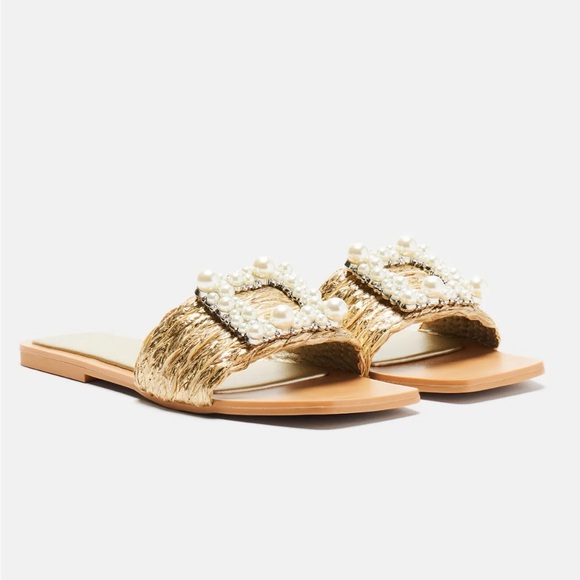 rafia gold sandals - Picture 4 of 4